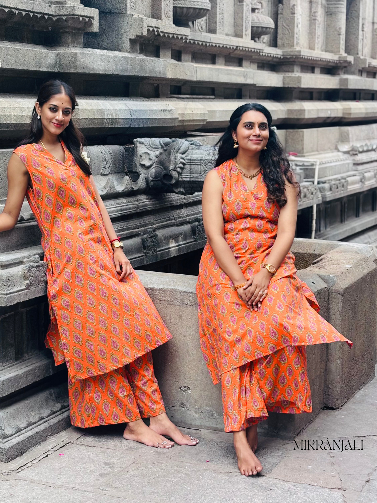 Orange & Purple Tilak Kurta & Pants