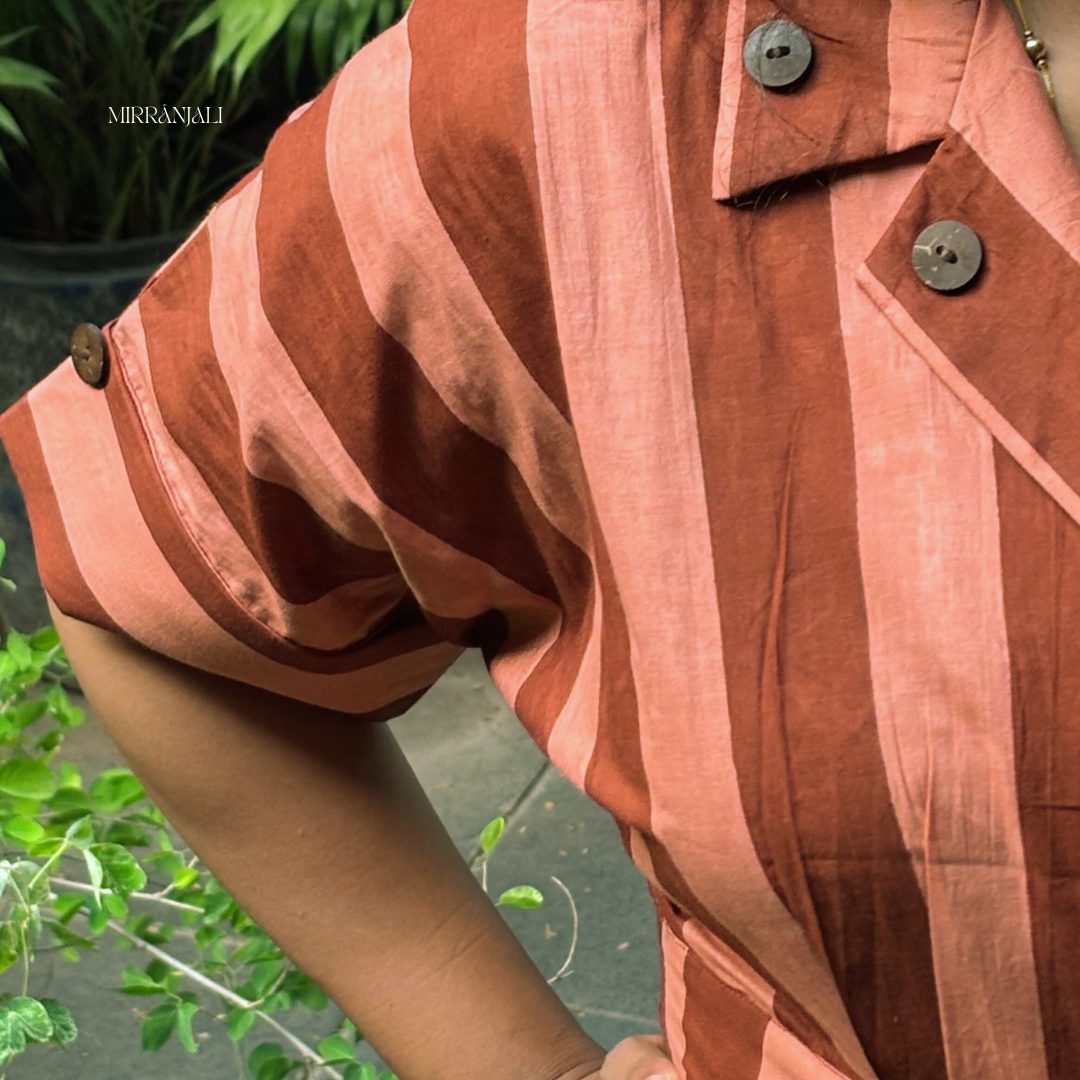 THE FLAMING STRIPED BROWN DRESS