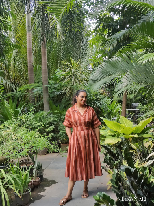 THE FLAMING STRIPED BROWN DRESS