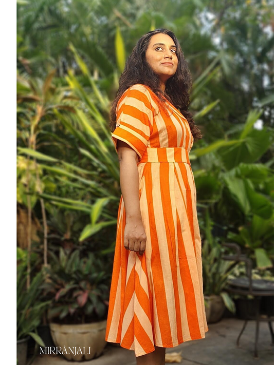 THE FLAMING ORANGE STRIPED DRESS