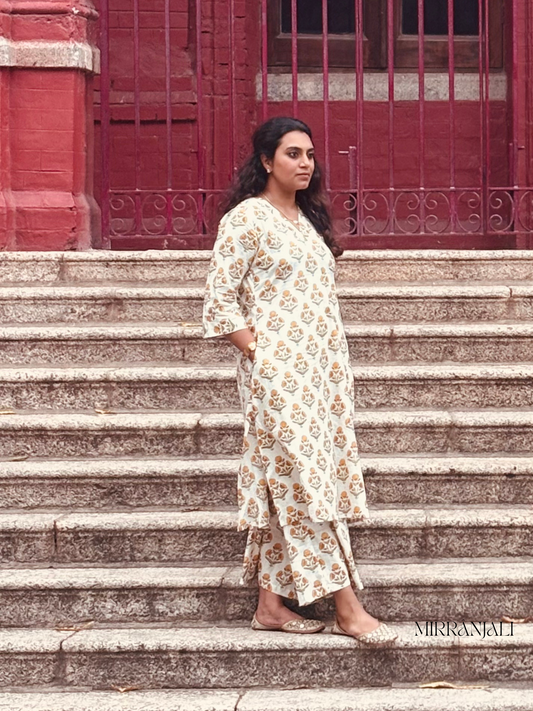 Ivory Mughal Marigold Kurta & Pants
